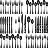 24/48 Pieces Black Stainless Steel Silverware Sets With Steak Knives Service For 8,Includes Knife Spoon And Fork Eating Utensils Set For Kitchen,Flatware Sets For Hotel And Restaurant