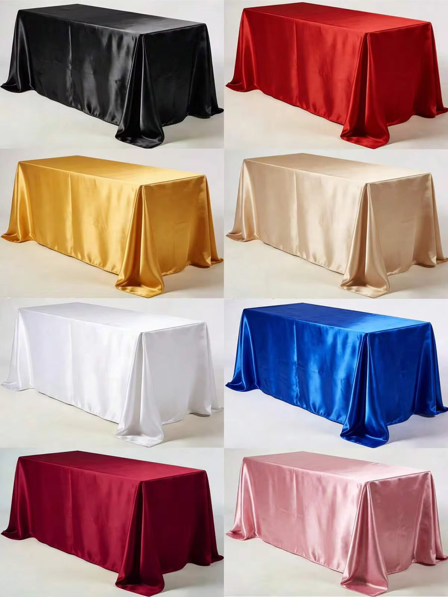 1 Pack Satin Tablecloth, 57x108 Inches, Multicolor Rectangular Tablecloth, Silky Fabric, Suitable For Rectangular Dining Table Party, Holiday Dinner, Wedding Banquet Decoration (Multiple Sizes Available)